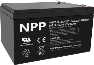 NPP AGM Baterija NP12V-12Ah C20=12Ah T2, Crna