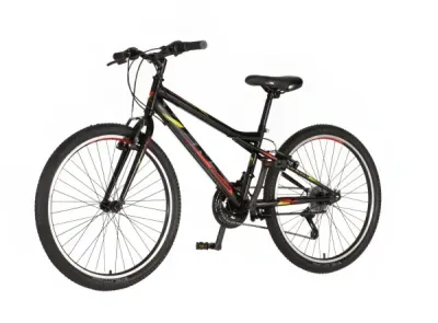 Venssini Bicilkl za devojčice 24" V-BRAKE + kontra 18 brzina, Crno-crvena