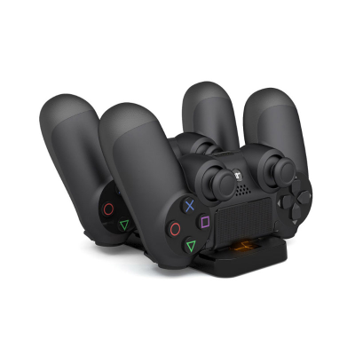 Dobe TP4-002W Docking station USB držač sa punjačem za 2 PS4 kontrolera, Crni