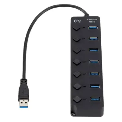 Kettz KT-HUSB.76 USB hub, 7 ports, USB 3.0, black