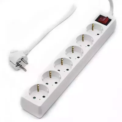 Kettz KT-PK06P-5M extension cable with 6 sockets and switch 5m, white