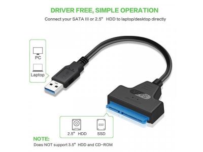 Velteh NKU-K122 Napojni kabl USB 3.0 na Sata 22 pin, Crni