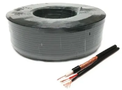 Gembird RG59+2X0.75 Koaksialni kabl sa napojnim kablom 2x0,75mm 100m, Crni