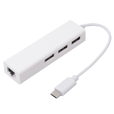 Fast Asia Adapter konvertor USB 3.1 TIP C na 3x HUB + RJ45, Beli