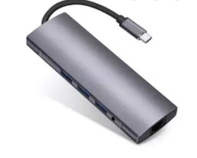 Fast Asia Adapter konvertor TIP-C na HDMI + 4XUSB 3.0 + TIP C + SD/Micro + Audio+VGA + RJ45