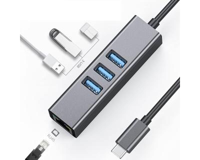 Adapter-converter USB Type C-3xUSB 3.0+RJ45 Linkom
