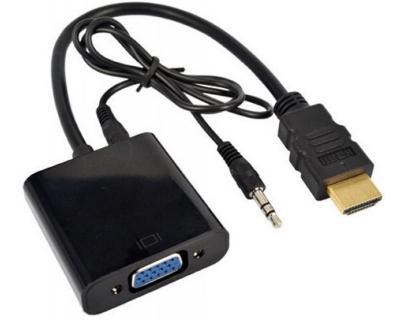 E-Green HDMI adapter (M) VGA D-sub (F) + 3.5mm audio cable (M/M), black