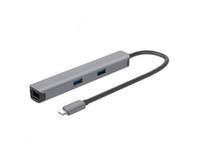 E-Green USB 3.1 Type C (M) adapter - HDMI + 2 x USB 3.0 + SD/TF + PD 100W + RJ45 (F) 1000 Mbps (7 in 1), grey