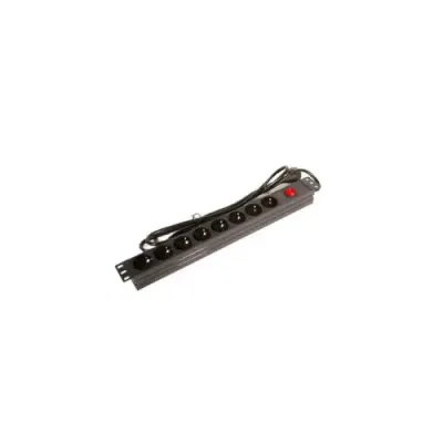 220V распределительный PDU панель 19/1U с 8 розетками, выключатель, защита от перенапряжения, кабель 1.8m Mirsan