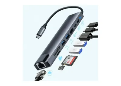 Адаптер-конвертер USB Тип C Zeus 11/1 1xUSB3.0/3xUSB2.0/HDMI/TF/SD/Audio/RJ45/VGA/Тип C PD