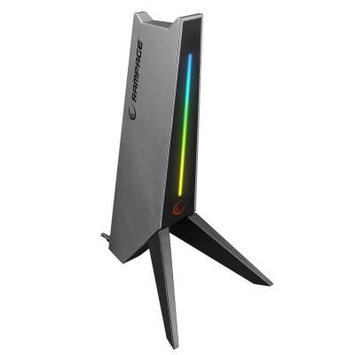 RAMPAGE RM-H20 RGB headphone stand 2xUSB, grey