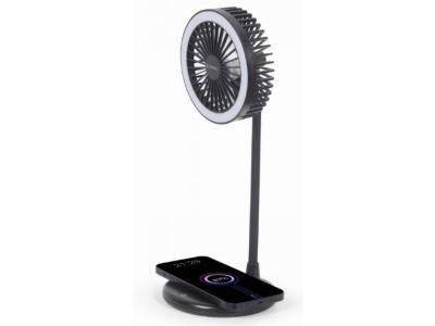 Gembird TA-WPC10-LEDFAN-01 Bežični punjač Ventilator Sa lampom, Crni