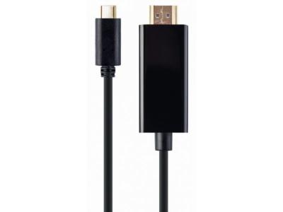 Gembird A-CM-HDMIM-01 адаптер USB-C M на HDMI-M 4K 30Hz, 2 m, чёрный