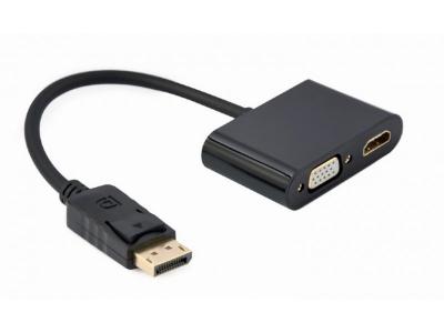 Gembird A-DPM-HDMIFVGAF-01 adapter DisplayPort (muški) na HDMI (ženski) + VGA (ženski), Crni