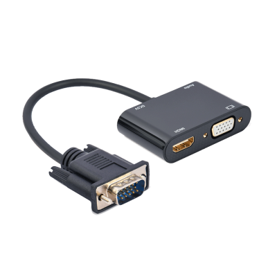 Gembird A-VGA-HDMI-02 Video adapter kabl VGA na HDMI + VGA 0,15 m, Crni