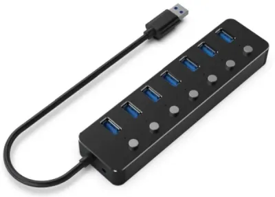 Gembird UHB-U3P7P-01 7-port Hub 7xUSB 3.1, Crni