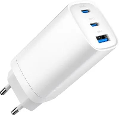 Gembird TA-UC-PDQC65-01-W USB Brzi punjač 3-port 65W GaN, Beli