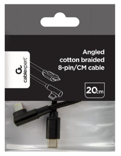 Gembird Kabl USB-C 8pin Pod uglom 0,2m, Crni