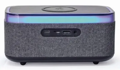 Gembird DAC-SPKBT-QC15-BK Digitalni sat+ Alarm Sa bežičnim punjenjem telefona i zvučnikom 15W FM BT, Sivo-Crni