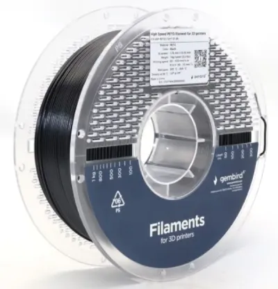 Gembird 3DP-PETG1.75HY-01-BK high-speed filament for 3D printer, 1.75mm, 1kg, black