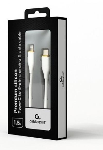 Gembird CC-USB2S-CM8PM-1.5M-W Premium silikonski 8-pin kabl za punjenje i prenos podataka 1.5 m, Beli