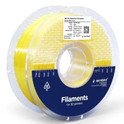 Gembird 3DP-STPU1.75-01-Y Filament za 3D Štampač Silk TPU 1.75mm Kotur 1 kg, Žuti