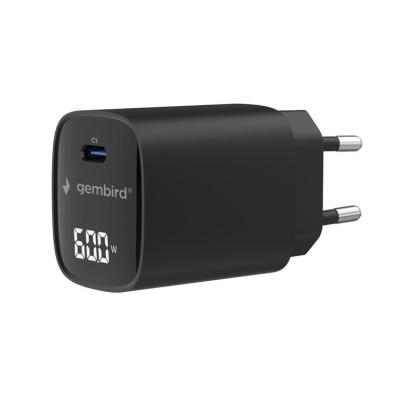 Gembird TA-UC-1C-PD60LCD-01-BK brzi punjač USB Type-C 60W USB LCD, Crni