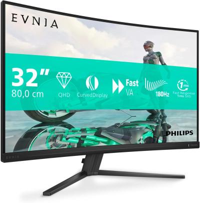 Philips 32M2C3500L/00 игровой монитор, 31.5" VA, изогнутый, 2560x1440, 180Hz, 1ms GtG, HDMIx2 DP Adaptive sync