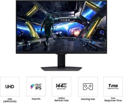 Samsung LS27DG702EUXDU игровой монитор, 27" IPS, 3840x2160, 144Hz, 1ms MPRT, HDMI DP USB Freesync pivot регулировка высоты, чёрный