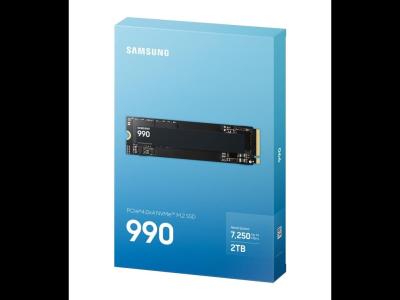 Samsung SSD 990 NVMe M.2 PCIe 4.0 x4 2 TB 7250 MB/s read speed 6450 MB/s write speed, black