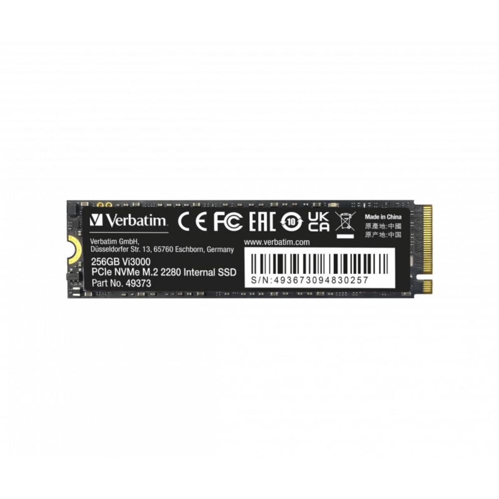 Verbatim Vi3000 PCIe NVMe M2 SSD 256GB (49373)