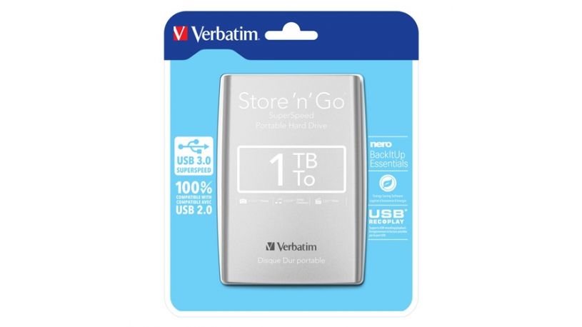 Verbatim Eksterni HDD HDD 1TB 3.0 Sivi srebrna, Sivi srebrna