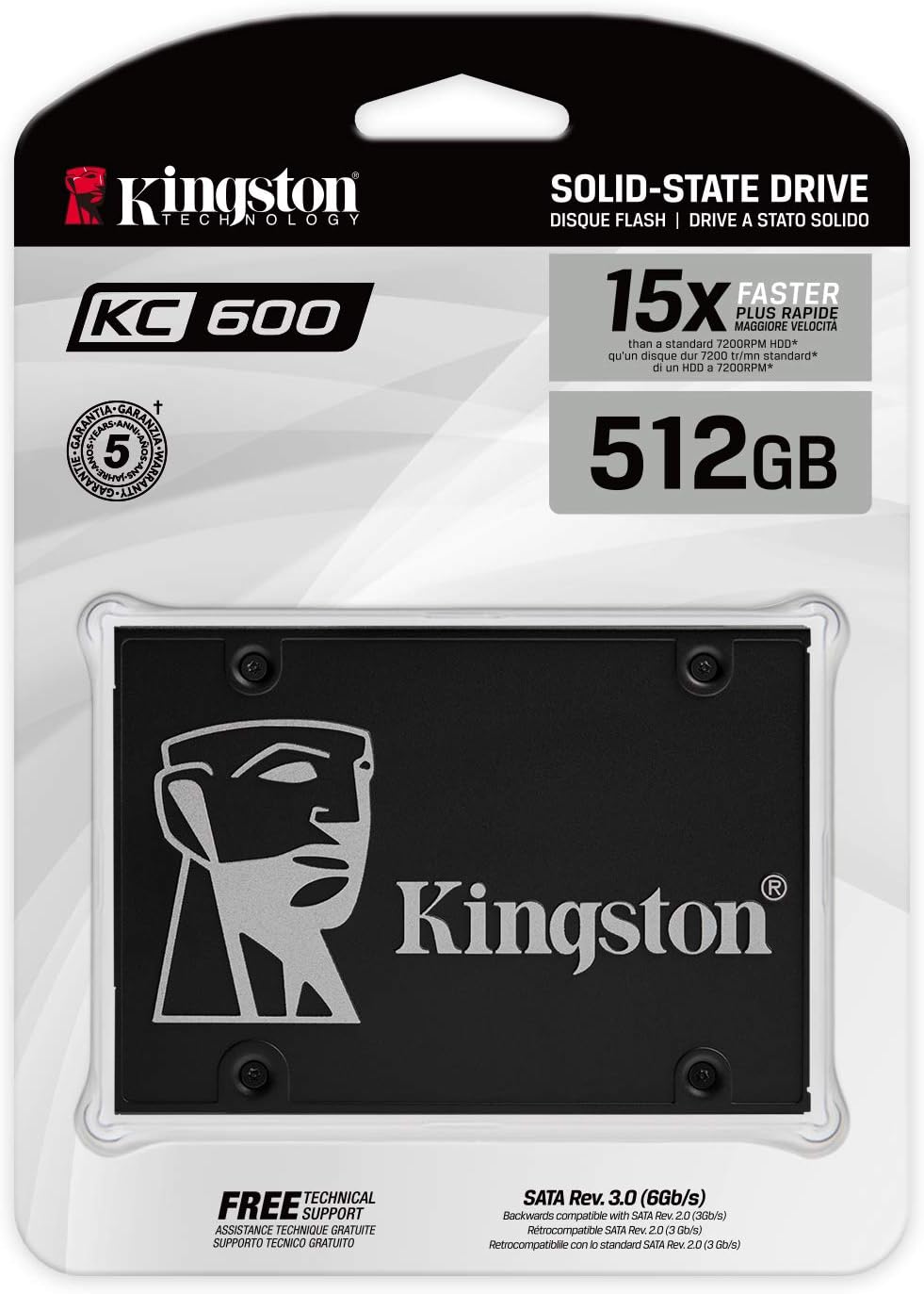 Kingston SKC600/512G SSD 2,5" 512GB KC600 SATA III 3D TLC NAND Read 550MB/s Write 520MB/s TCG Opal 2.0 eDrive