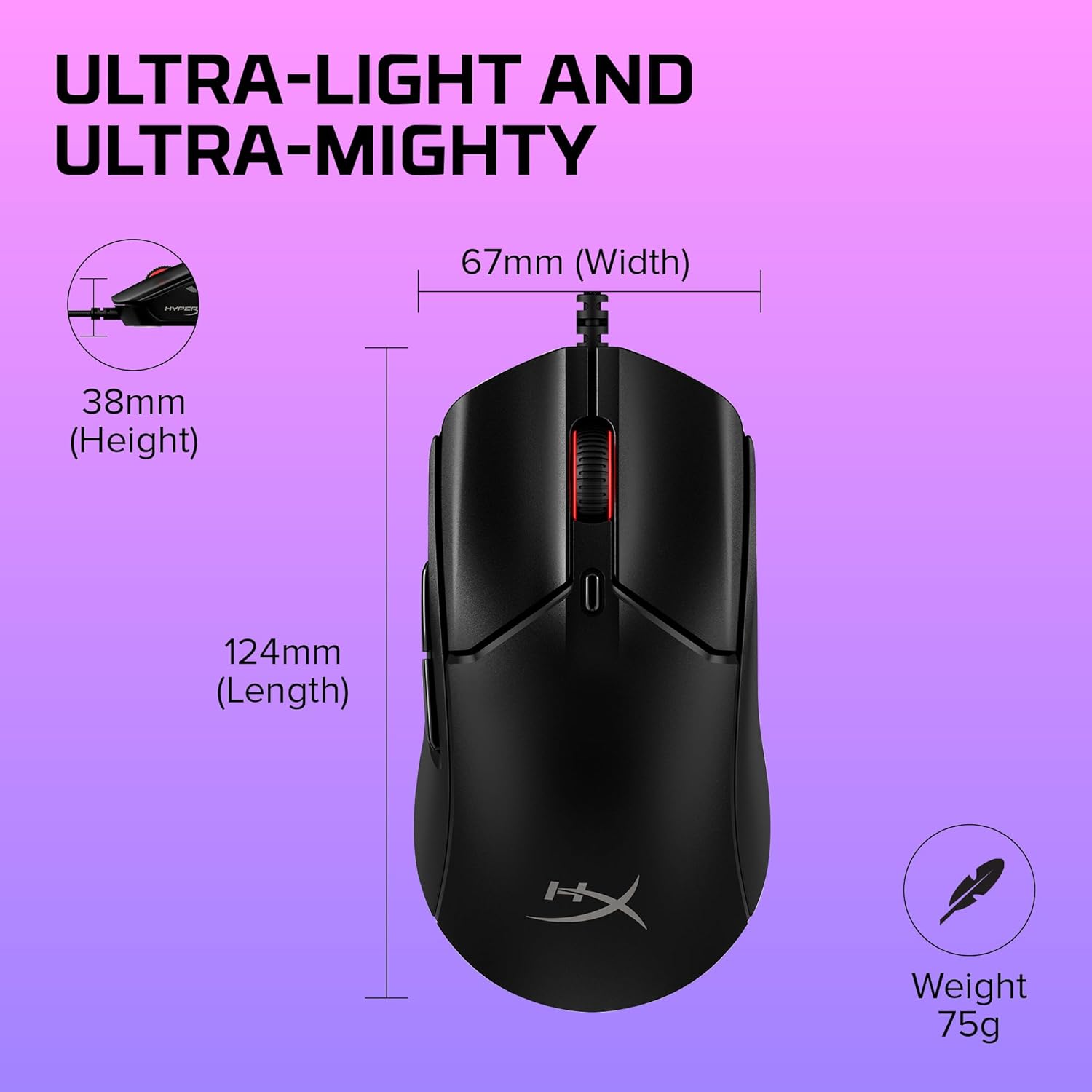 HyperX Pulsefire Haste 2 6N0A7AA Mis, Crna