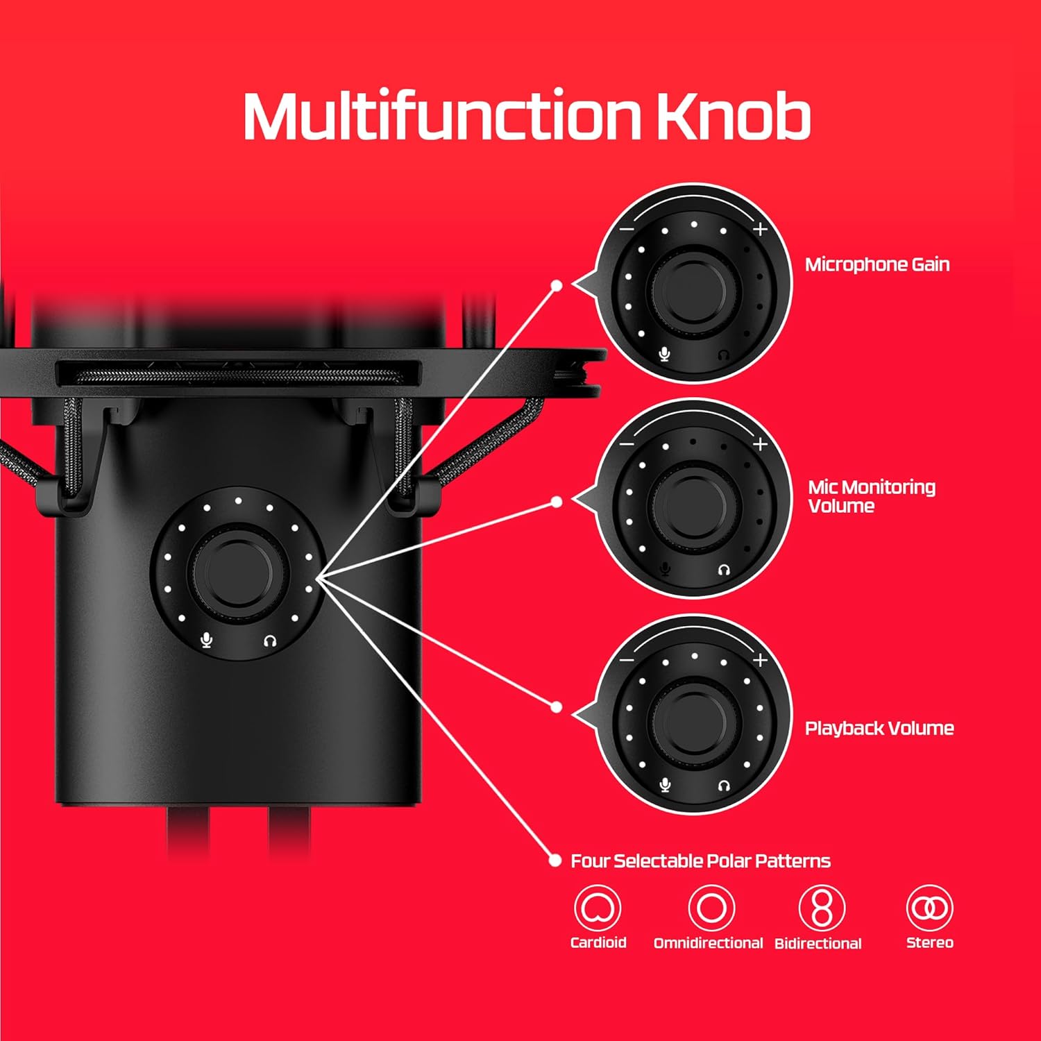 HyperX QuadCast 2 Mikrofon USB, Crni