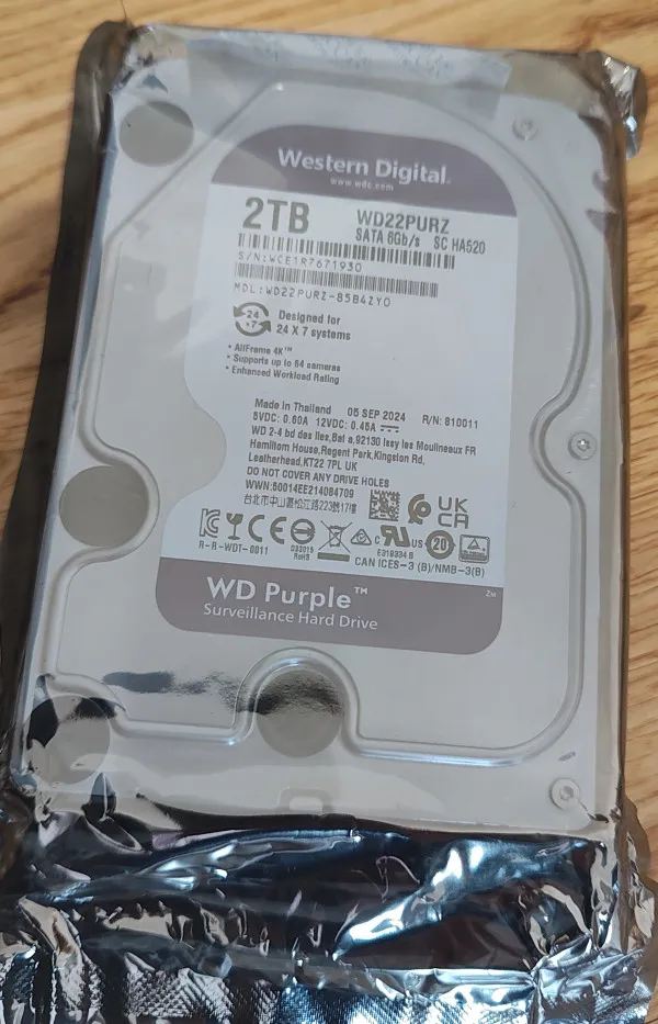 Western Digital WD22PURZ HDD 3.5 2TB 24/7 5400RPM 256MB SATA3, Purple