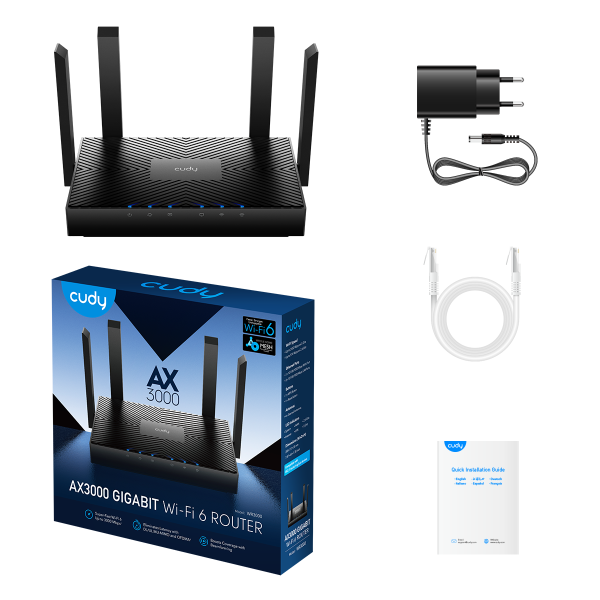 Cudy Cudy SET WR1500 AX1500 Ruter M1500 1-pack AX1500 Dual Band 2.4+5Ghz MESH
