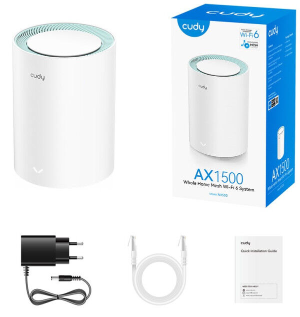 Cudy Cudy SET WR1500 AX1500 Ruter M1500 1-pack AX1500 Dual Band 2.4+5Ghz MESH