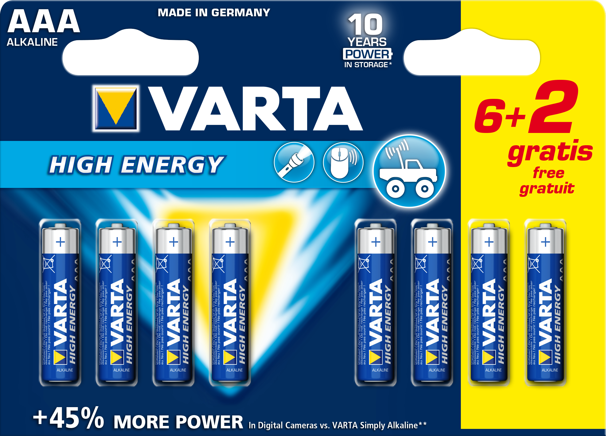Varta High Energy AAA Jednokratna baterija Alkalna 6+2kom
