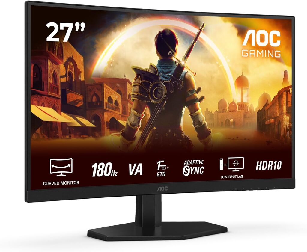 AOC C27G42E Gejming monitor 27" 1920x1080 VA 180 Hz 1 ms Adaptive Sync Zakrivljen, Crni