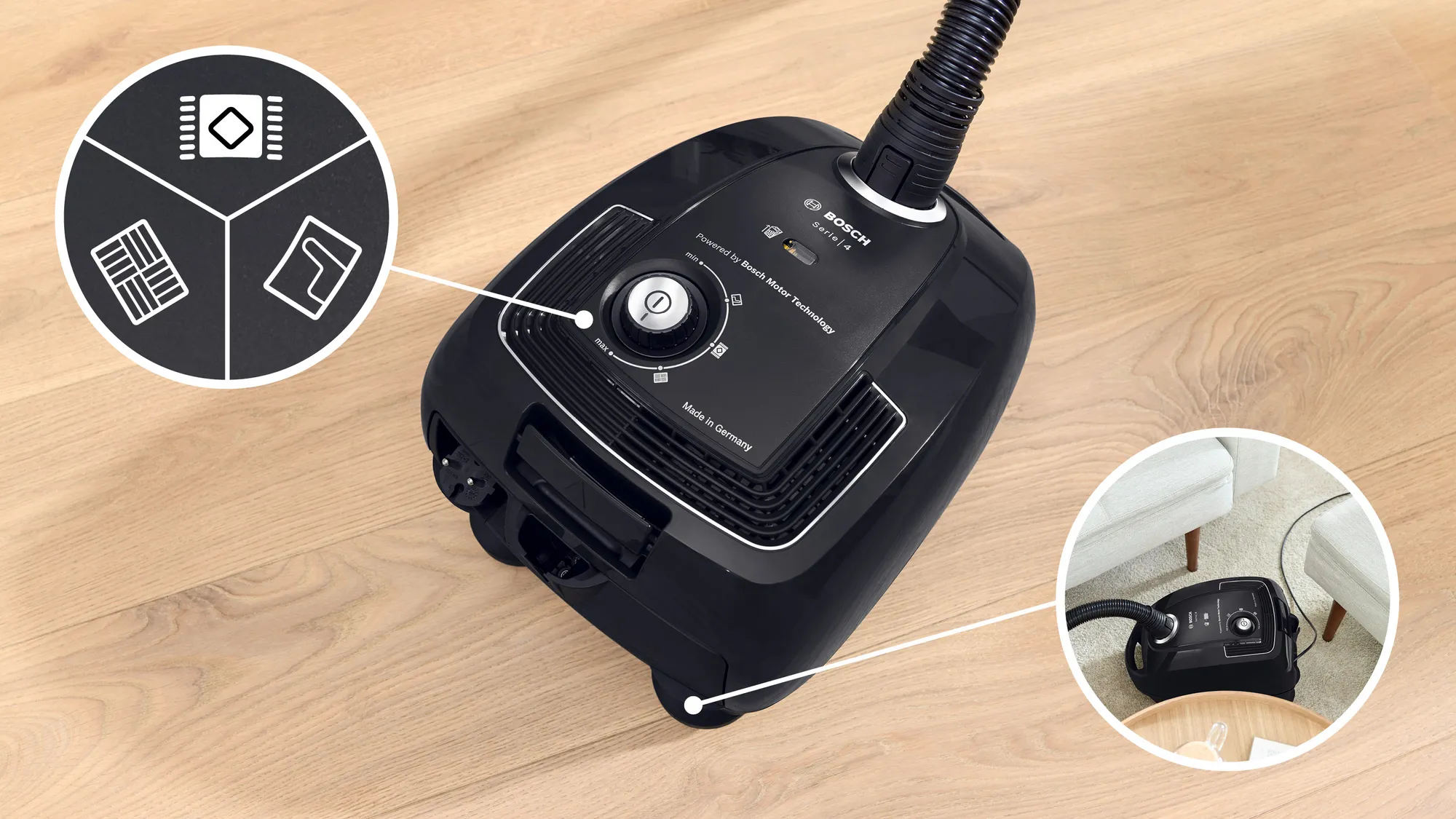 Bosch 4 BGB38BA1 Usisivač sa kesom 600 W, Crni