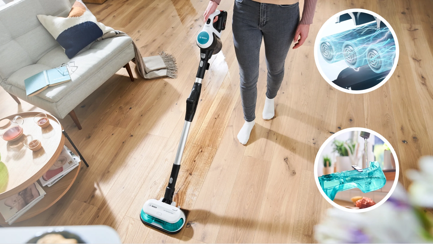 Bosch BCS712HYG5 Štapni usisivač 2u1 Akumulatorski 18V 3 nivoa snage, Beli