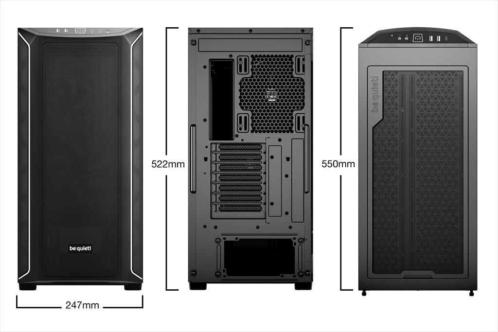 Be Quiet! Shadow base 800 DX Kućište E-ATX 3x140mm pure wings 3 prednji ARGB LED USB 3.1 Tip C, Crno