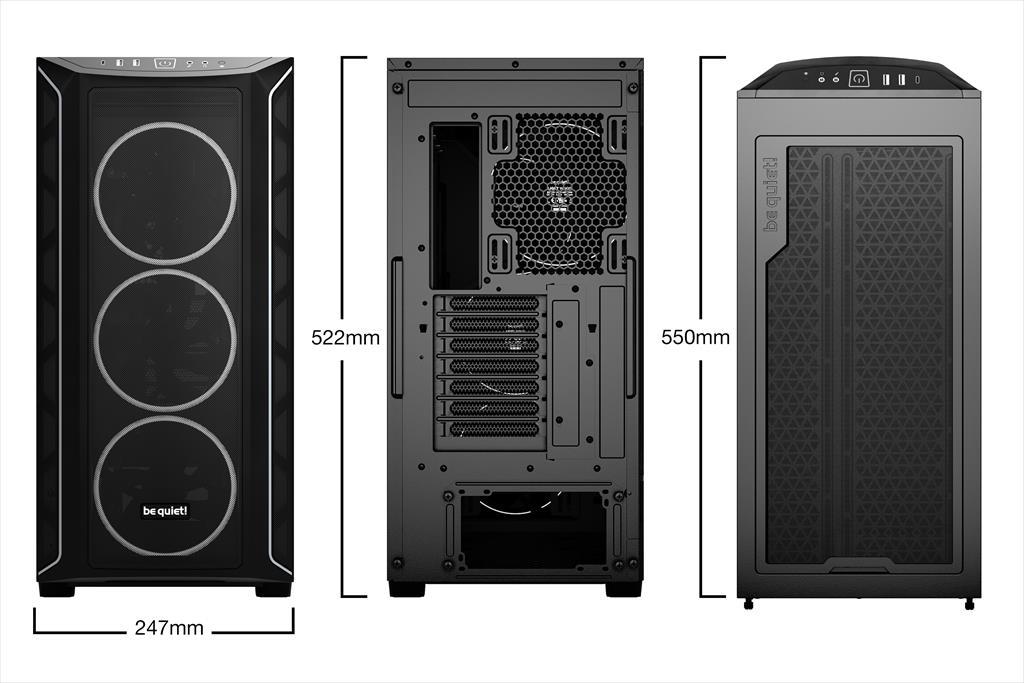 Be Quiet! SHADOW BASE 800 FX Kućište E-ATX 4x140mm pwm ARGB LED USB 3.1 Tip C, Crno