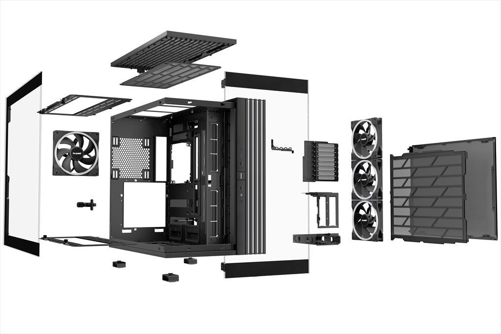 Be Quiet! 900 Fx ATX kućište srednjeg formata Tiho! sa svetlosnom bazom 2x kaljenim staklom 4x svetlosna krilca 140 mm PWM ARGB LED trakama 2 haba