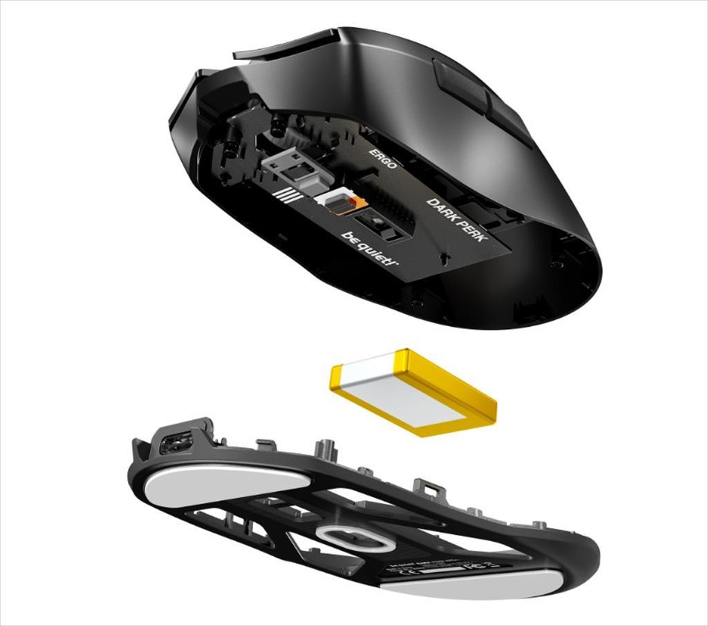 Be Quiet! Bm007 Bežični miš Bežični miš sa USB-om Dark Perk Ergo Pixart Paw3950 senzor 32000 DPI 55 G 8K Polling Rate 2.4Ghz Ptfe klizači, Crni