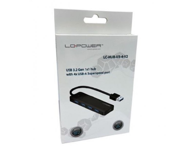LC Power LC-HUB-U3-4-V2 LC-Power HUB USB3.2, Crni