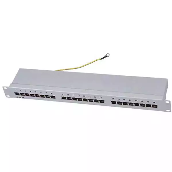 Patch panel 19/1U with 24 RJ-45 STP cat. 6 Fully Shielded, Krone LSA, cable holder at the back
