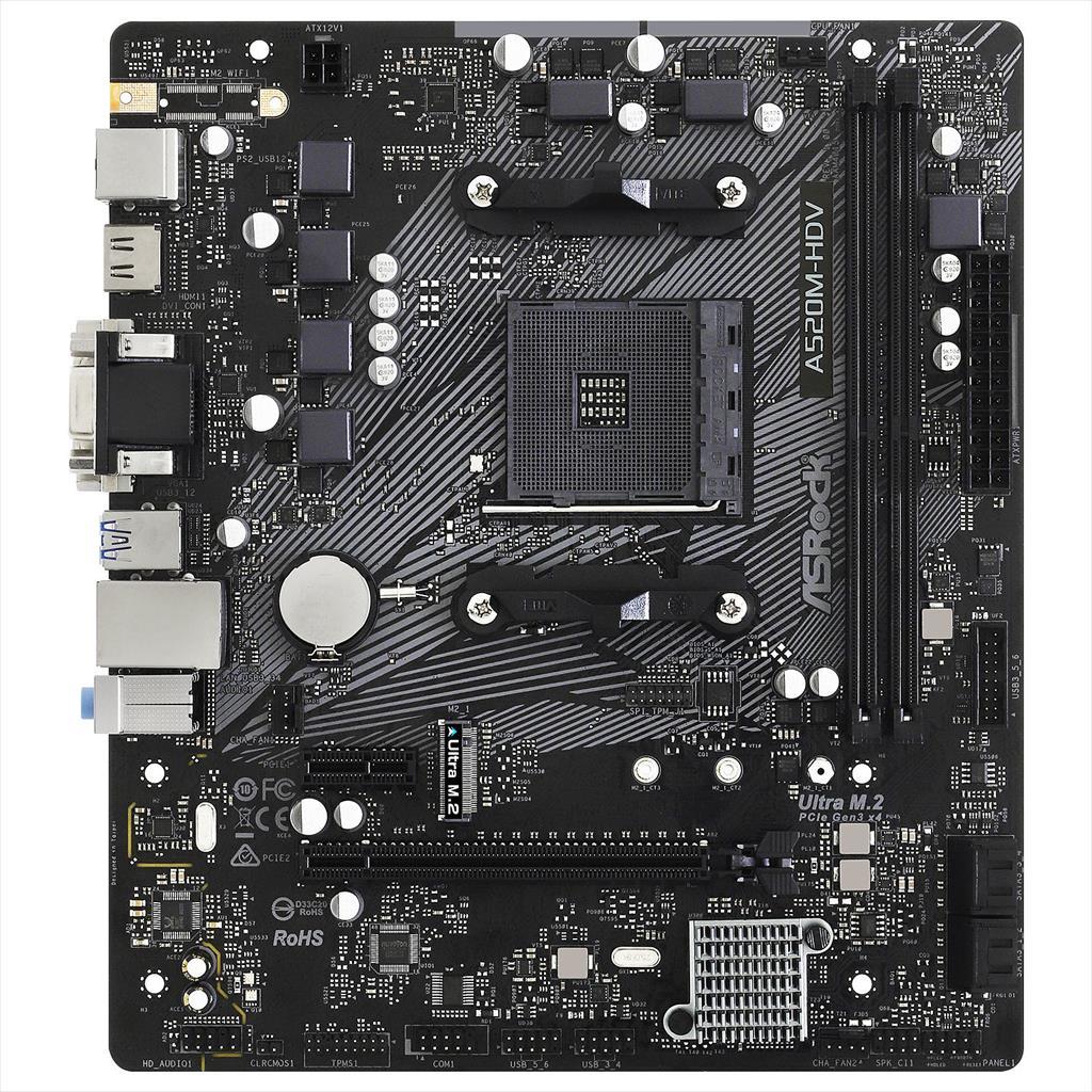 ASRock Mb am4 a520m-hdv m-atk 2kddr4 4733mhz (oc) vga hdmi