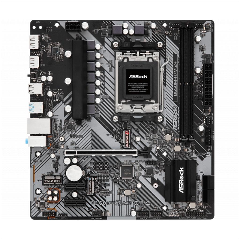 ASRock B650M-H/M.2+ Matična ploča AM5 4K DDR5 6400+MHz(o.c.) HDMI DP PCI-EX16 4.0 2xPCI-EX1 4.0